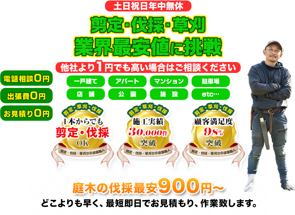 剪定・伐採・草刈の造園職人